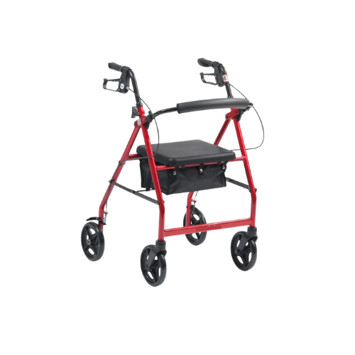 Aluminium Rollator Walker – 8" Wheels, Adjustable Height, U-Shaped Backrest